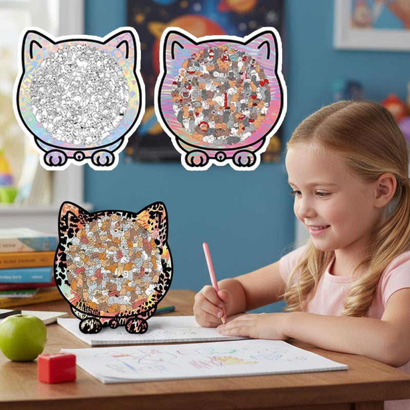 Wooden Cat Puzzle, 135-Piece Cute Cat Shaped Wooden Jigsaw Puzzle for Careful Observers And Patient Players (A) - Image 4